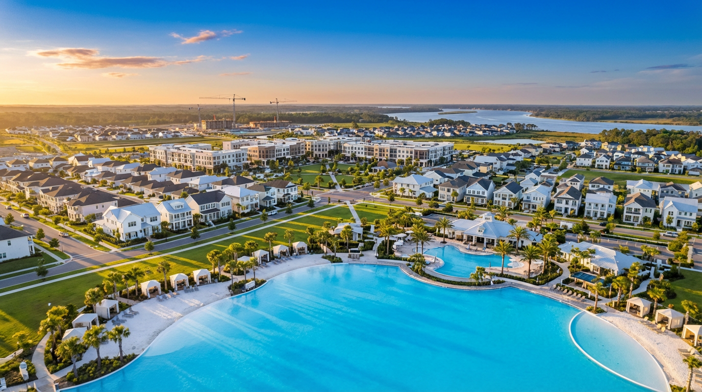 Aerial view of new development and master-planned community growth in St. Johns County Northeast Florida 2026